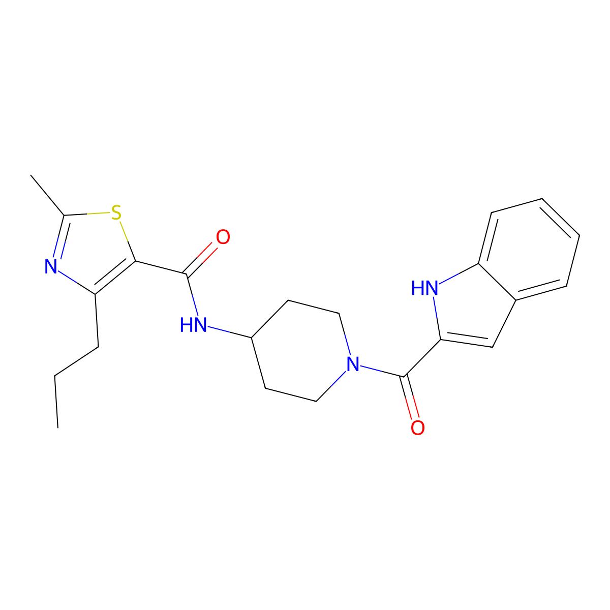 N-[1-(1H-indol-2-ylcarbonyl)piperidin-4-yl]-2-methyl-4-propyl-1,3-thiazole-5-carboxamide molecular structure, CAS 1374514-07-4