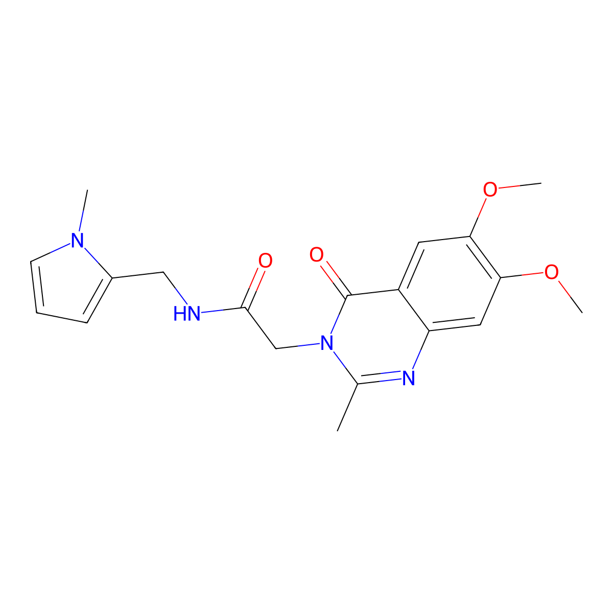 2-(6,7-dimethoxy-2-methyl-4-oxoquinazolin-3(4H)-yl)-N-[(1-methyl-1H-pyrrol-2-yl)methyl]acetamide molecular structure, CAS 1374514-34-7