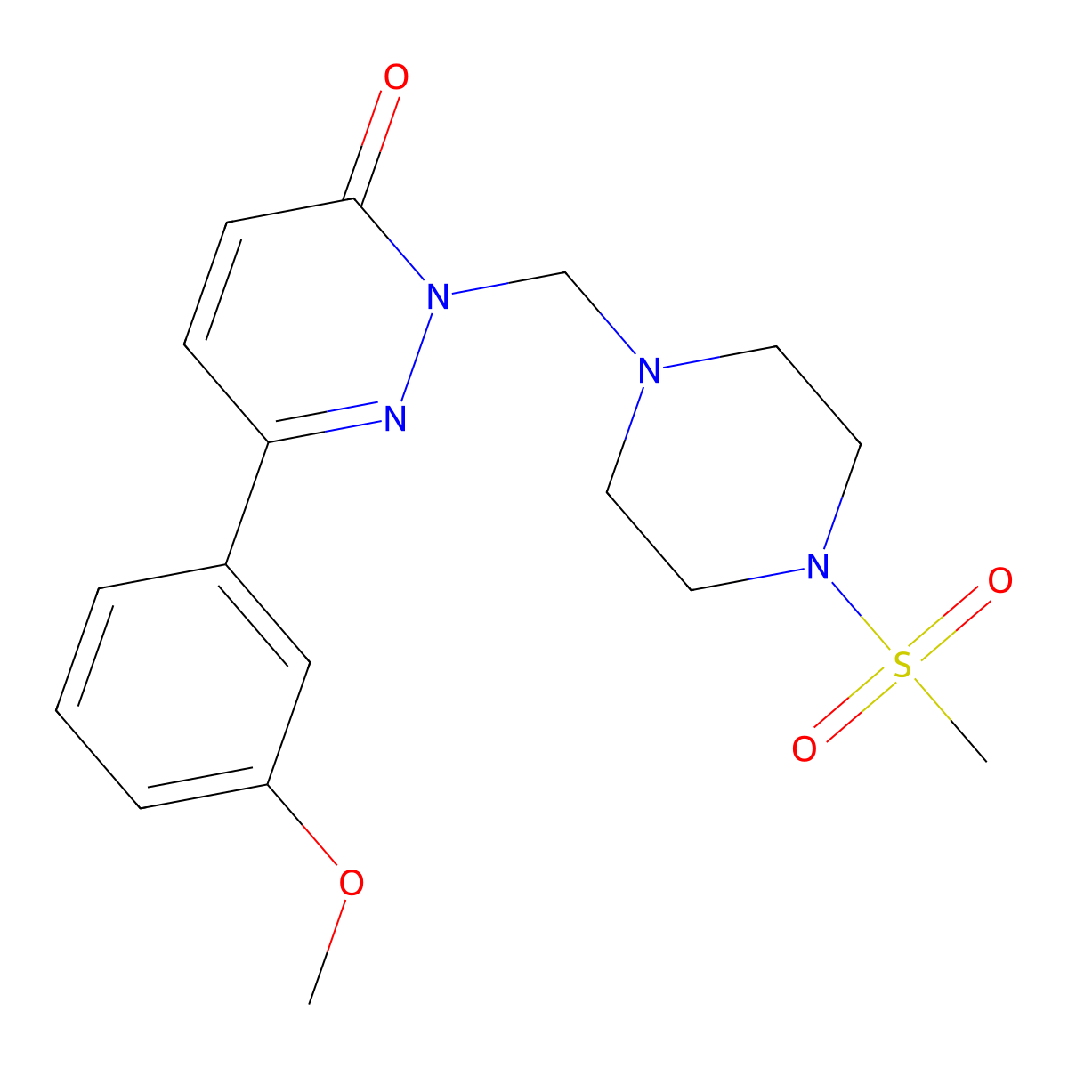 6-(3-methoxyphenyl)-2-{[4-(methylsulfonyl)piperazin-1-yl]methyl}pyridazin-3(2H)-one molecular structure, CAS 1374514-36-9