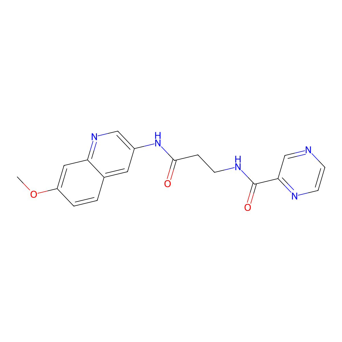 N-{3-[(7-methoxyquinolin-3-yl)amino]-3-oxopropyl}pyrazine-2-carboxamide molecular structure, CAS 1374514-39-2