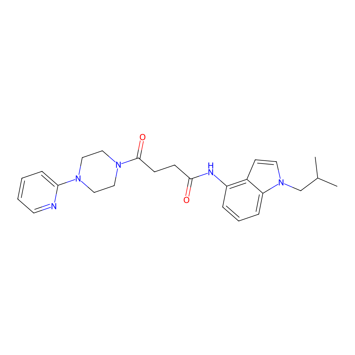 N-(1-isobutyl-1H-indol-4-yl)-4-oxo-4-[4-(2-pyridyl)piperazino]butanamide molecular structure, CAS 1374514-43-8