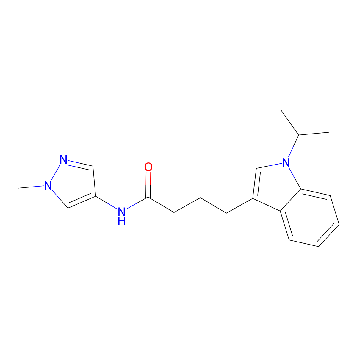 N-(1-methyl-1H-pyrazol-4-yl)-4-[1-(propan-2-yl)-1H-indol-3-yl]butanamide molecular structure, CAS 1374514-49-4