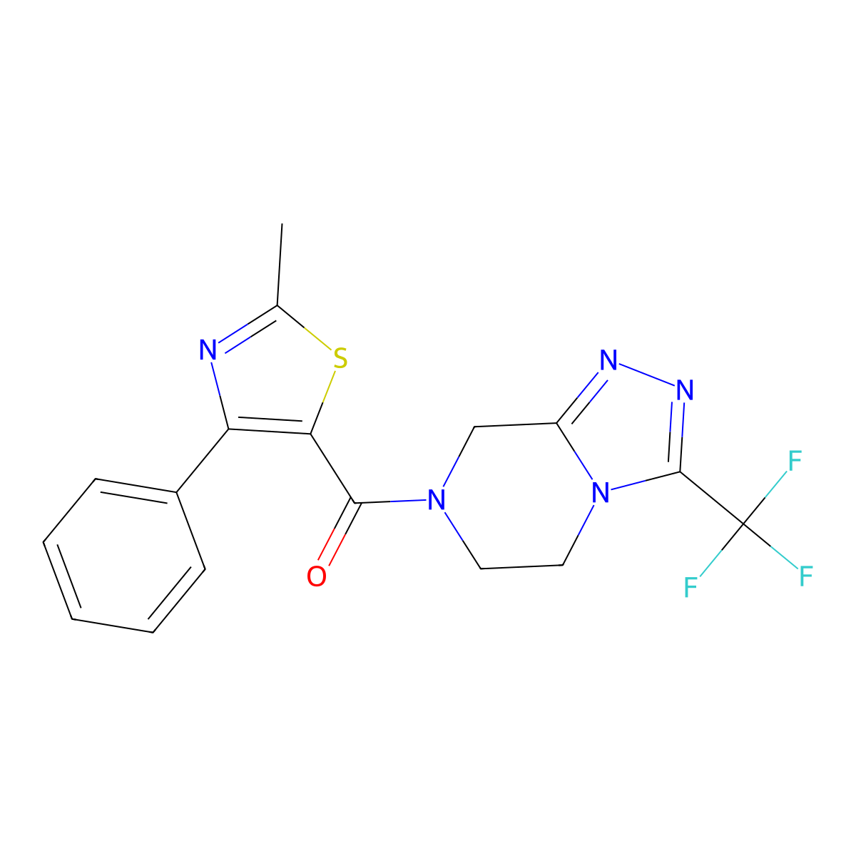 (2-methyl-4-phenyl-1,3-thiazol-5-yl)[3-(trifluoromethyl)-5,6-dihydro[1,2,4]triazolo[4,3-a]pyrazin-7(8H)-yl]methanone molecular structure, CAS 1374514-64-3