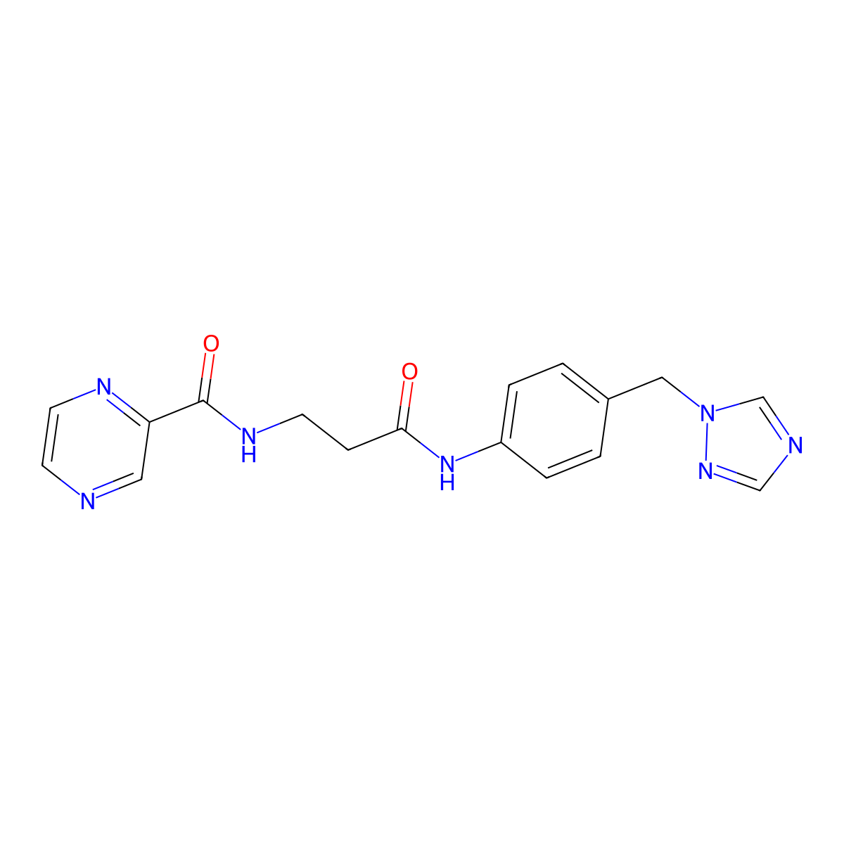 N-(3-oxo-3-{[4-(1H-1,2,4-triazol-1-ylmethyl)phenyl]amino}propyl)pyrazine-2-carboxamide molecular structure, CAS 1374514-71-2
