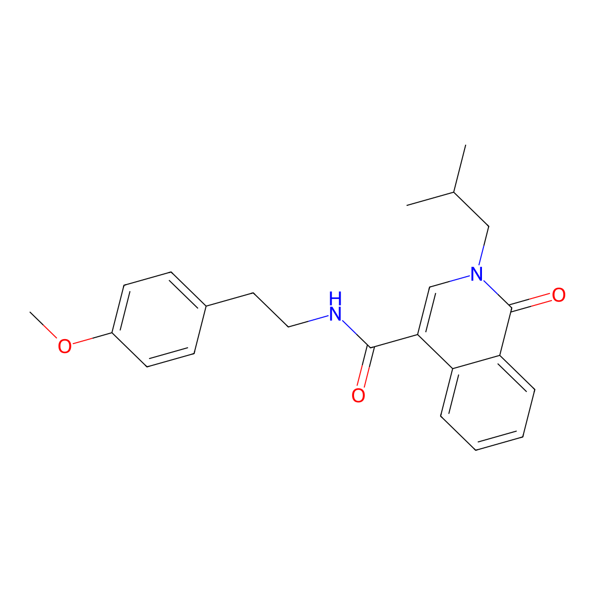 2-isobutyl-N~4~-(4-methoxyphenethyl)-1-oxo-1,2-dihydro-4-isoquinolinecarboxamide molecular structure, CAS 1374514-81-4