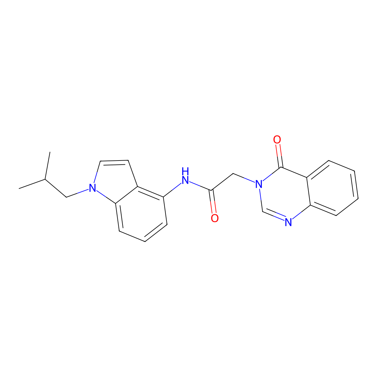 N-[1-(2-methylpropyl)-1H-indol-4-yl]-2-(4-oxoquinazolin-3(4H)-yl)acetamide molecular structure, CAS 1374514-94-9