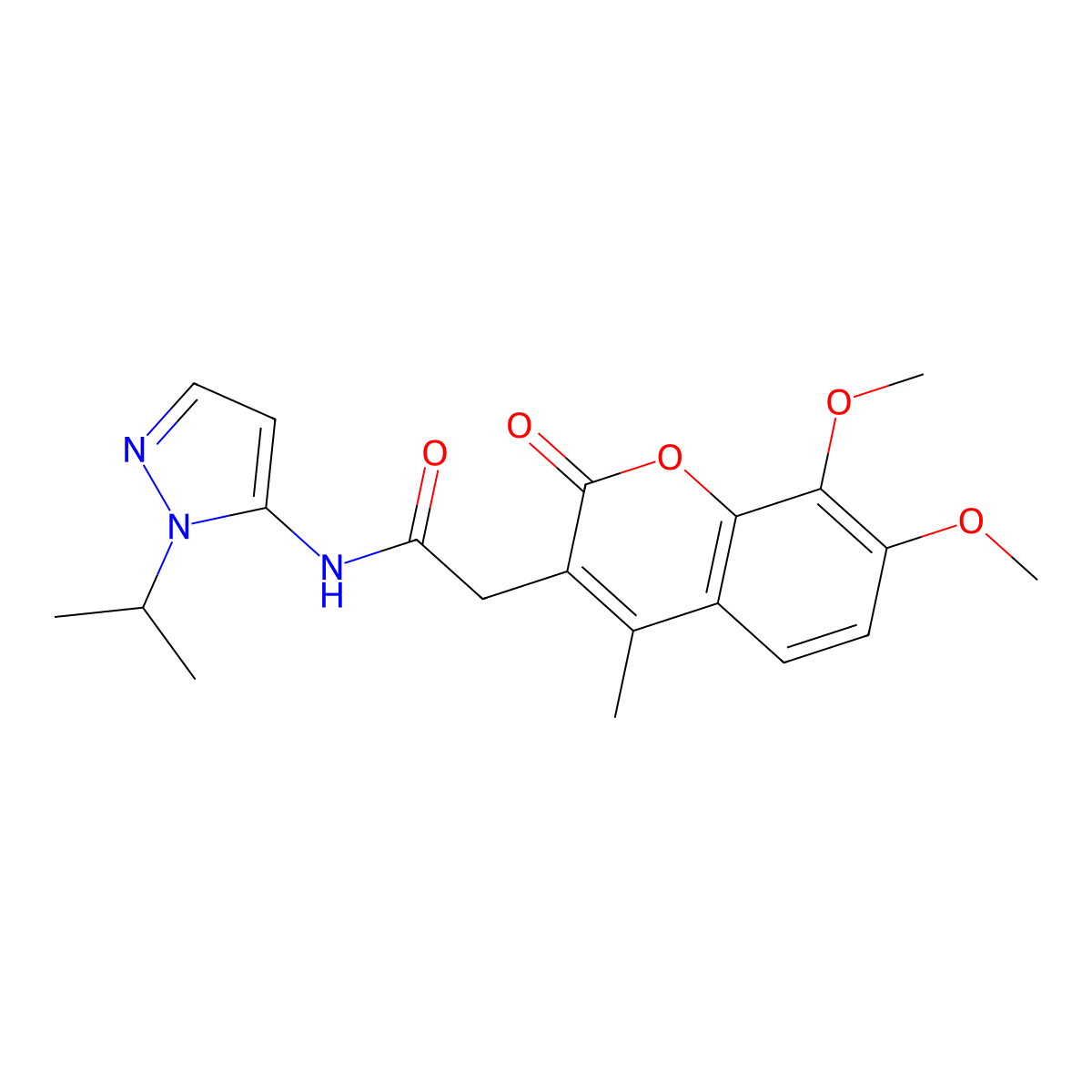 2-(7,8-dimethoxy-4-methyl-2-oxo-2H-chromen-3-yl)-N-[1-(propan-2-yl)-1H-pyrazol-5-yl]acetamide molecular structure, CAS 1374515-10-2