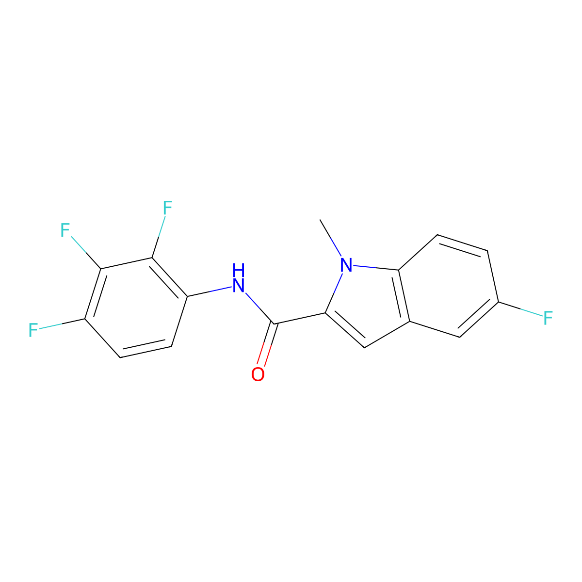 5-fluoro-1-methyl-N-(2,3,4-trifluorophenyl)-1H-indole-2-carboxamide molecular structure, CAS 1374515-22-6