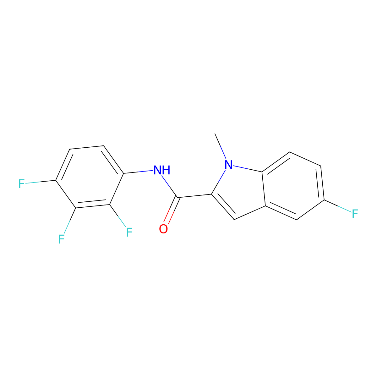 5-fluoro-1-methyl-N-(2,3,4-trifluorophenyl)-1H-indole-2-carboxamide molecular structure, CAS 1374515-22-6