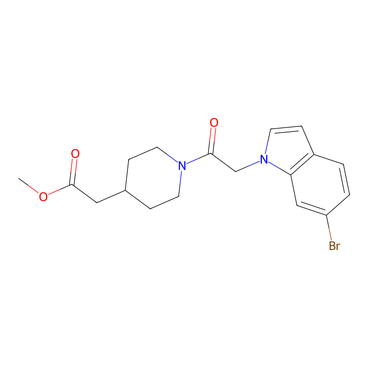 methyl {1-[(6-bromo-1H-indol-1-yl)acetyl]piperidin-4-yl}acetate molecular structure, CAS 1374515-72-6