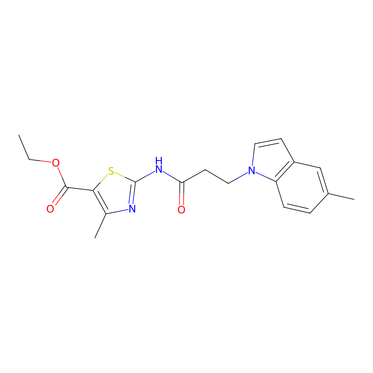 ethyl 4-methyl-2-{[3-(5-methyl-1H-indol-1-yl)propanoyl]amino}-1,3-thiazole-5-carboxylate molecular structure, CAS 1374515-86-2