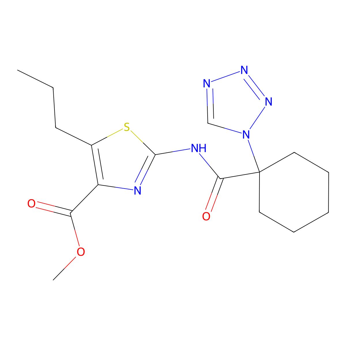 methyl 5-propyl-2-({[1-(1H-tetrazol-1-yl)cyclohexyl]carbonyl}amino)-1,3-thiazole-4-carboxylate molecular structure, CAS 1374516-01-4