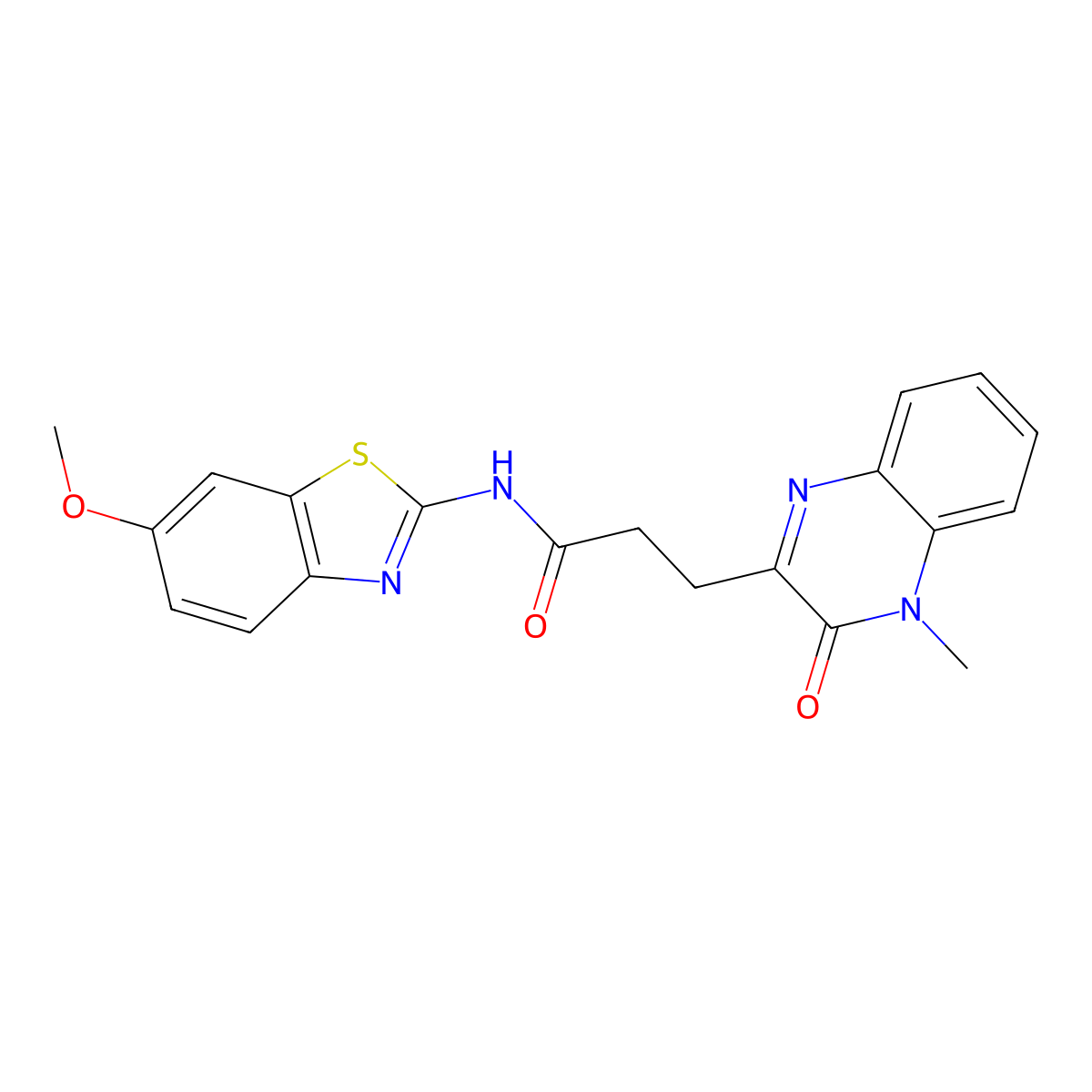 N-(6-methoxybenzo[d]thiazol-2-yl)-3-(4-methyl-3-oxo-3,4-dihydroquinoxalin-2-yl)propanamide molecular structure, CAS 1374516-04-7