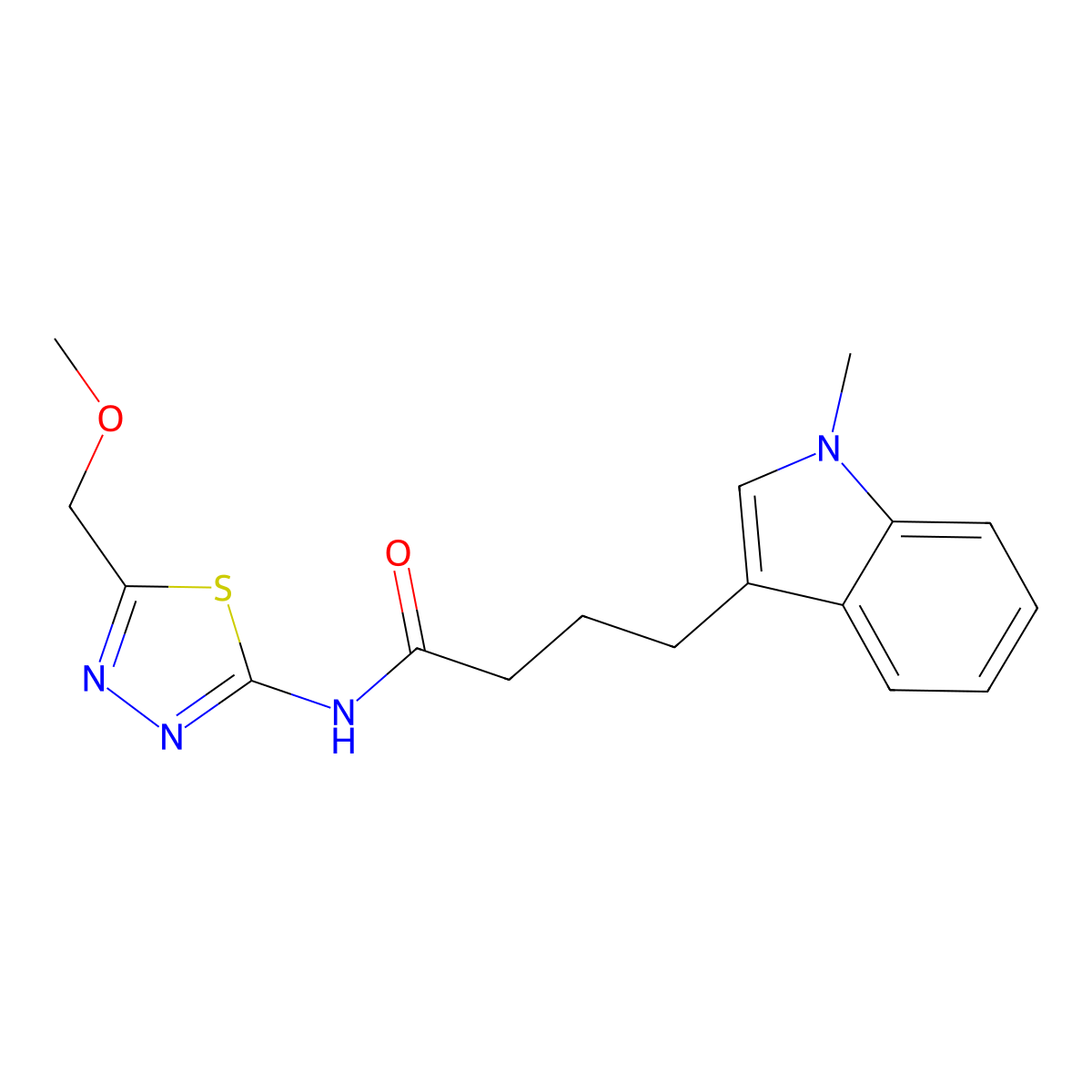 N-[5-(methoxymethyl)-1,3,4-thiadiazol-2-yl]-4-(1-methyl-1H-indol-3-yl)butanamide molecular structure, CAS 1374516-15-0