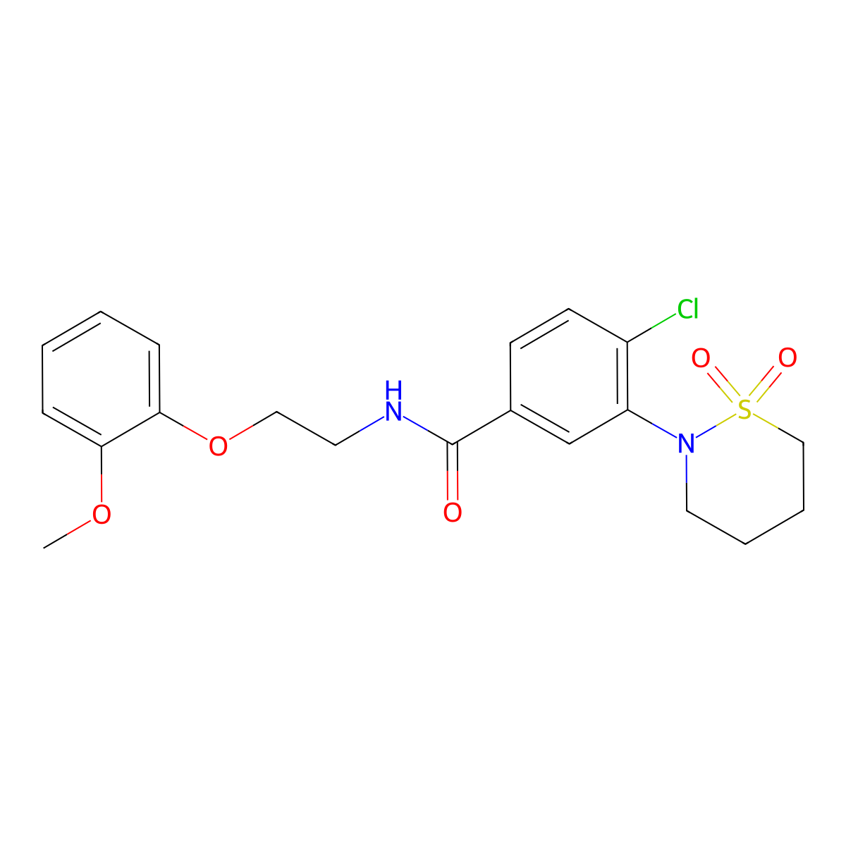 4-chloro-3-(1,1-dioxido-1,2-thiazinan-2-yl)-N-[2-(2-methoxyphenoxy)ethyl]benzamide molecular structure, CAS 1374516-19-4