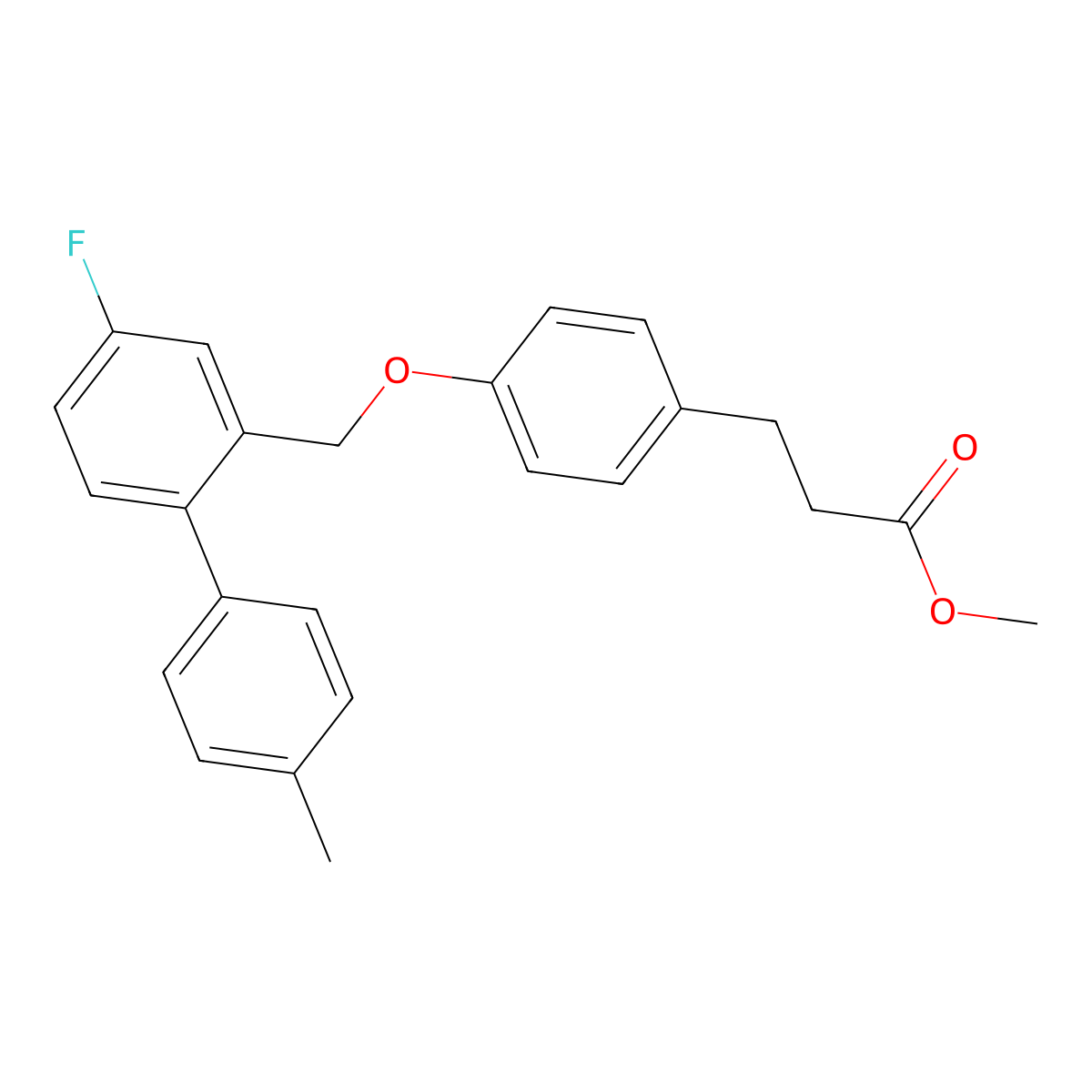 Methyl 3-(4-{[5-fluoro-2-(4-methylphenyl)phenyl]methoxy}phenyl)propanoate molecular structure, CAS 1374516-35-4