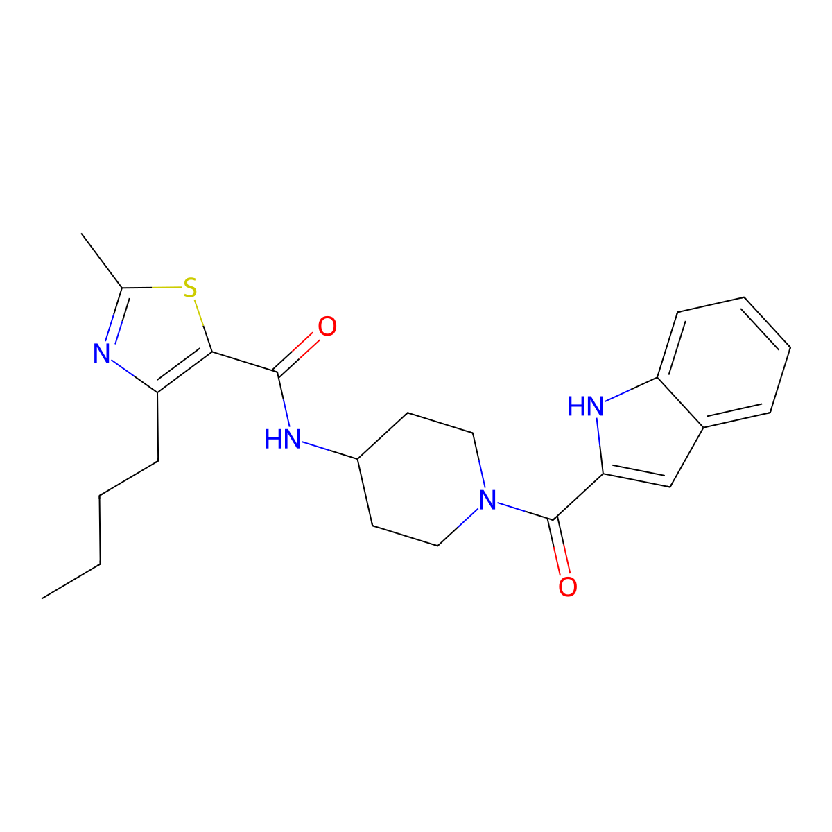 4-butyl-N-[1-(1H-indol-2-ylcarbonyl)piperidin-4-yl]-2-methyl-1,3-thiazole-5-carboxamide molecular structure, CAS 1374516-36-5