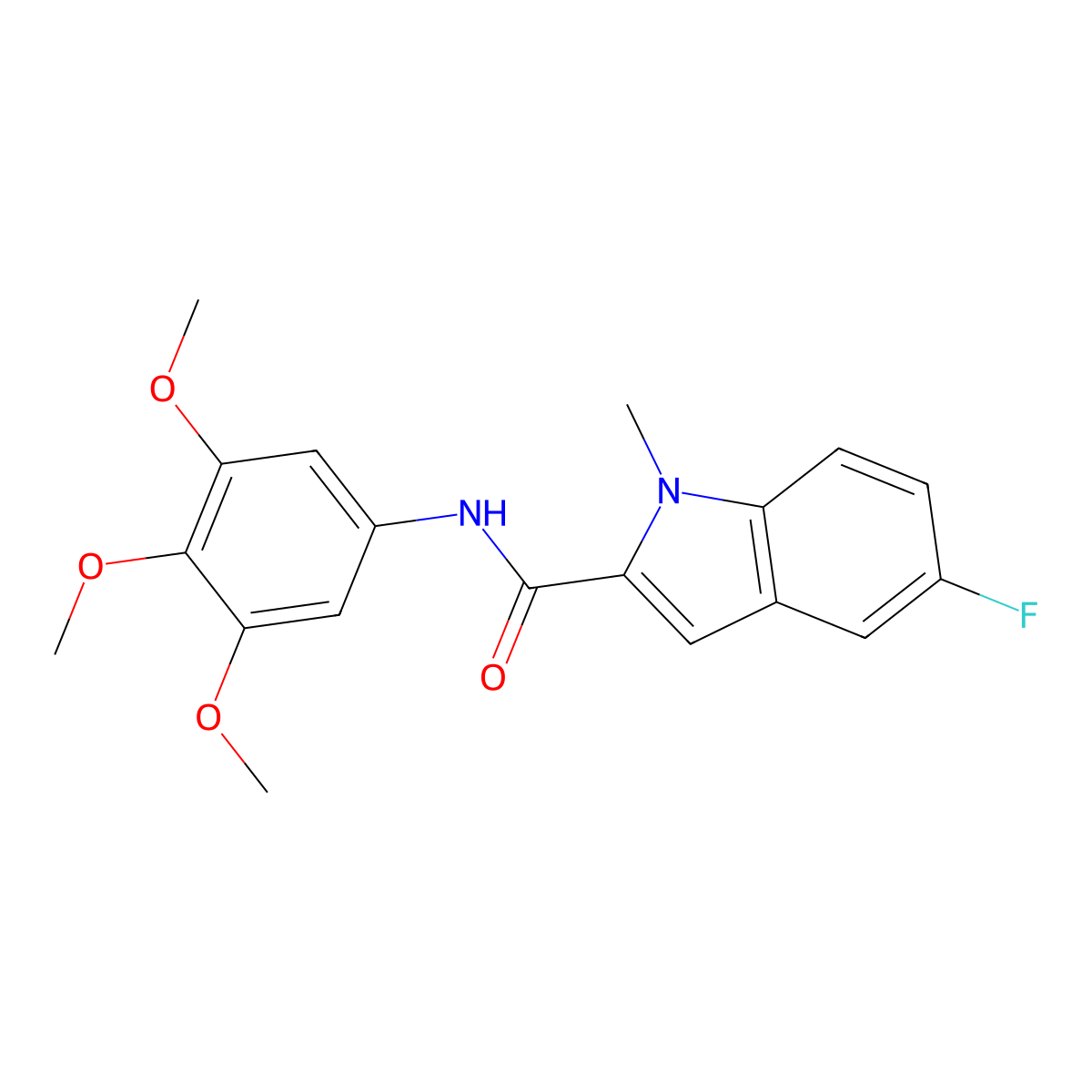 5-fluoro-1-methyl-N-(3,4,5-trimethoxyphenyl)-1H-indole-2-carboxamide molecular structure, CAS 1374516-38-7