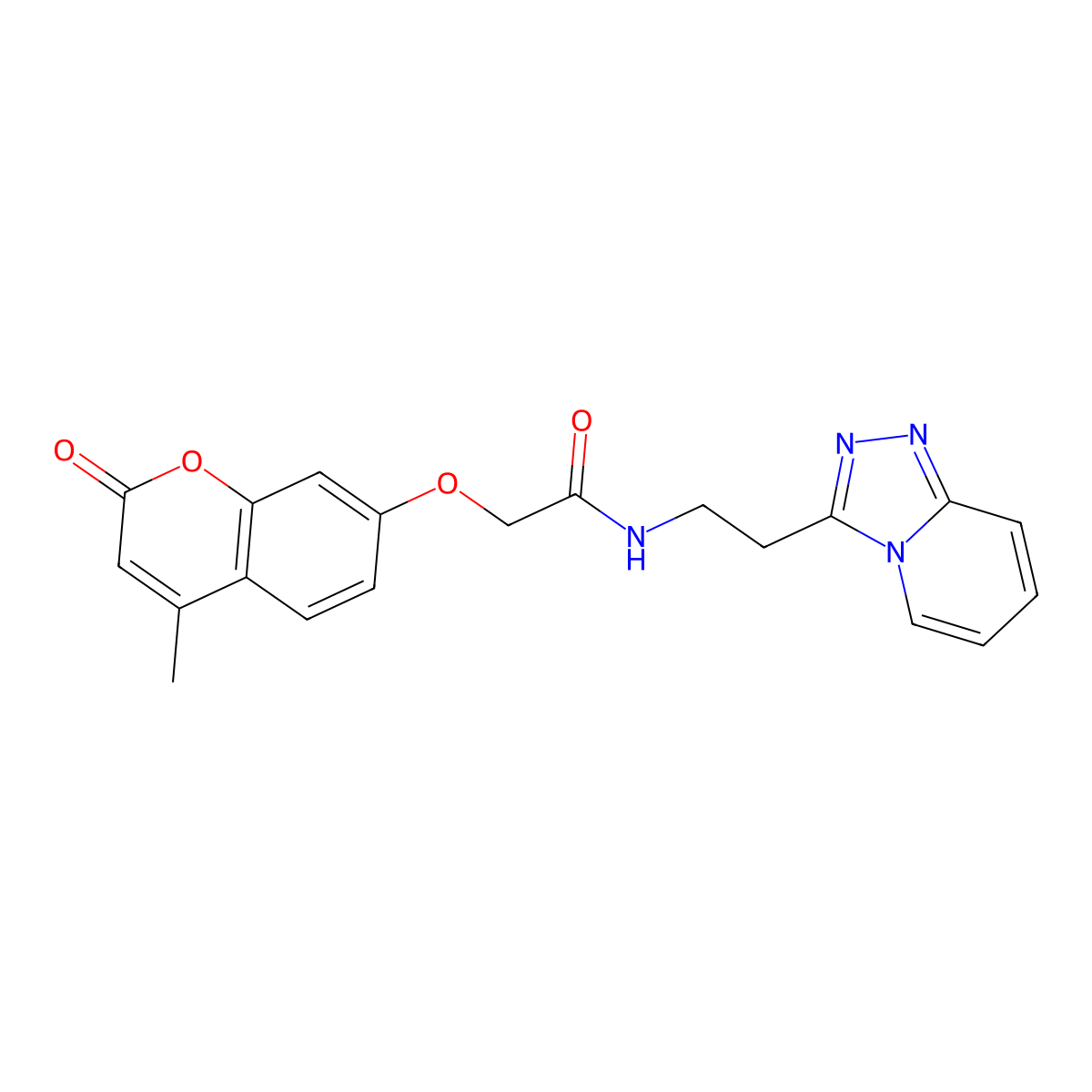 2-[(4-methyl-2-oxo-2H-chromen-7-yl)oxy]-N-[2-([1,2,4]triazolo[4,3-a]pyridin-3-yl)ethyl]acetamide molecular structure, CAS 1374516-46-7