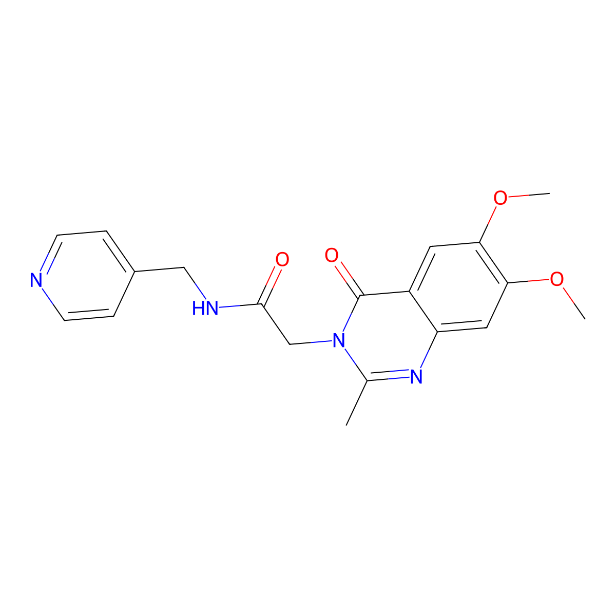 2-[6,7-dimethoxy-2-methyl-4-oxo-3(4H)-quinazolinyl]-N-(4-pyridylmethyl)acetamide molecular structure, CAS 1374516-72-9