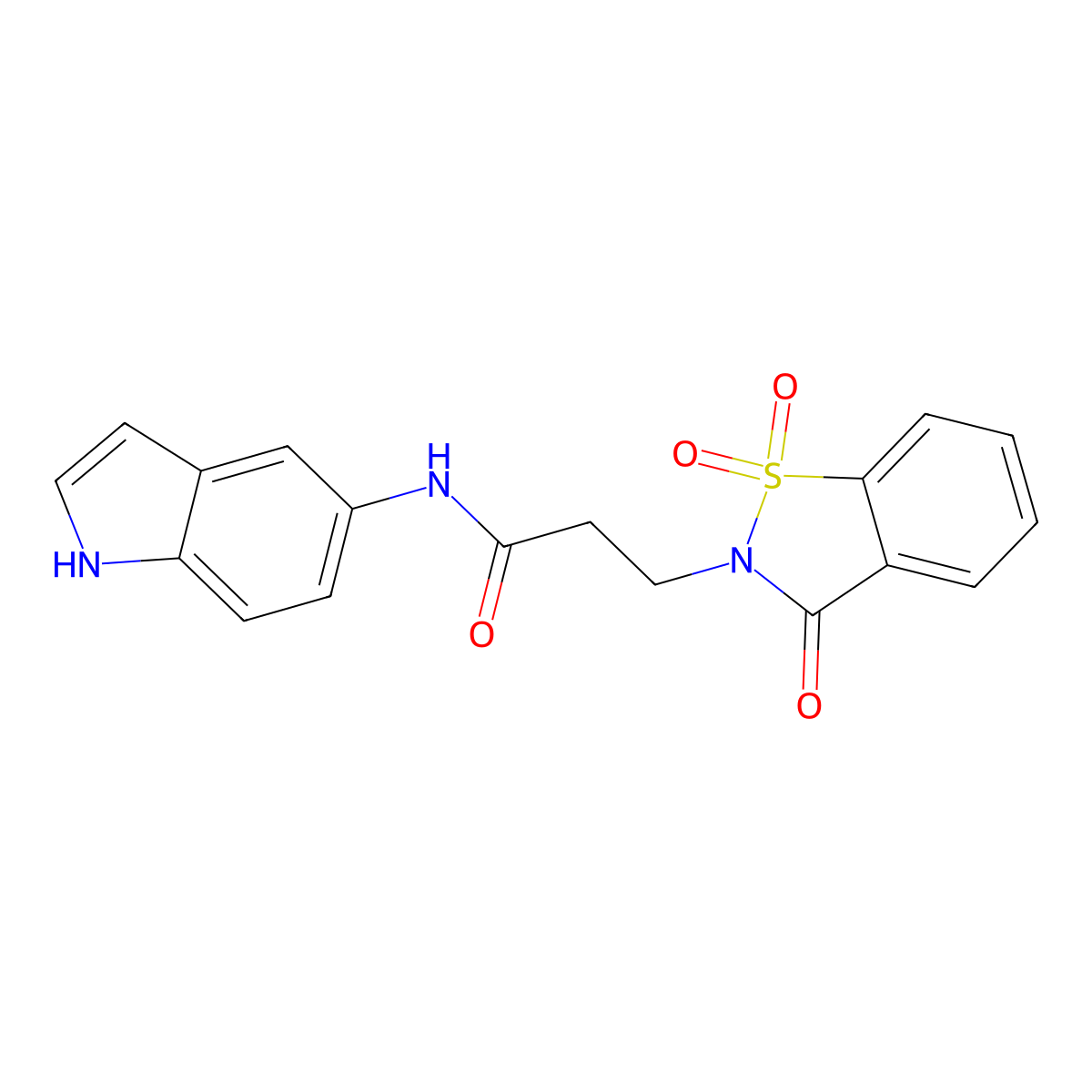 3-(1,1-dioxido-3-oxo-1,2-benzothiazol-2(3H)-yl)-N-(1H-indol-5-yl)propanamide molecular structure, CAS 1374516-83-2