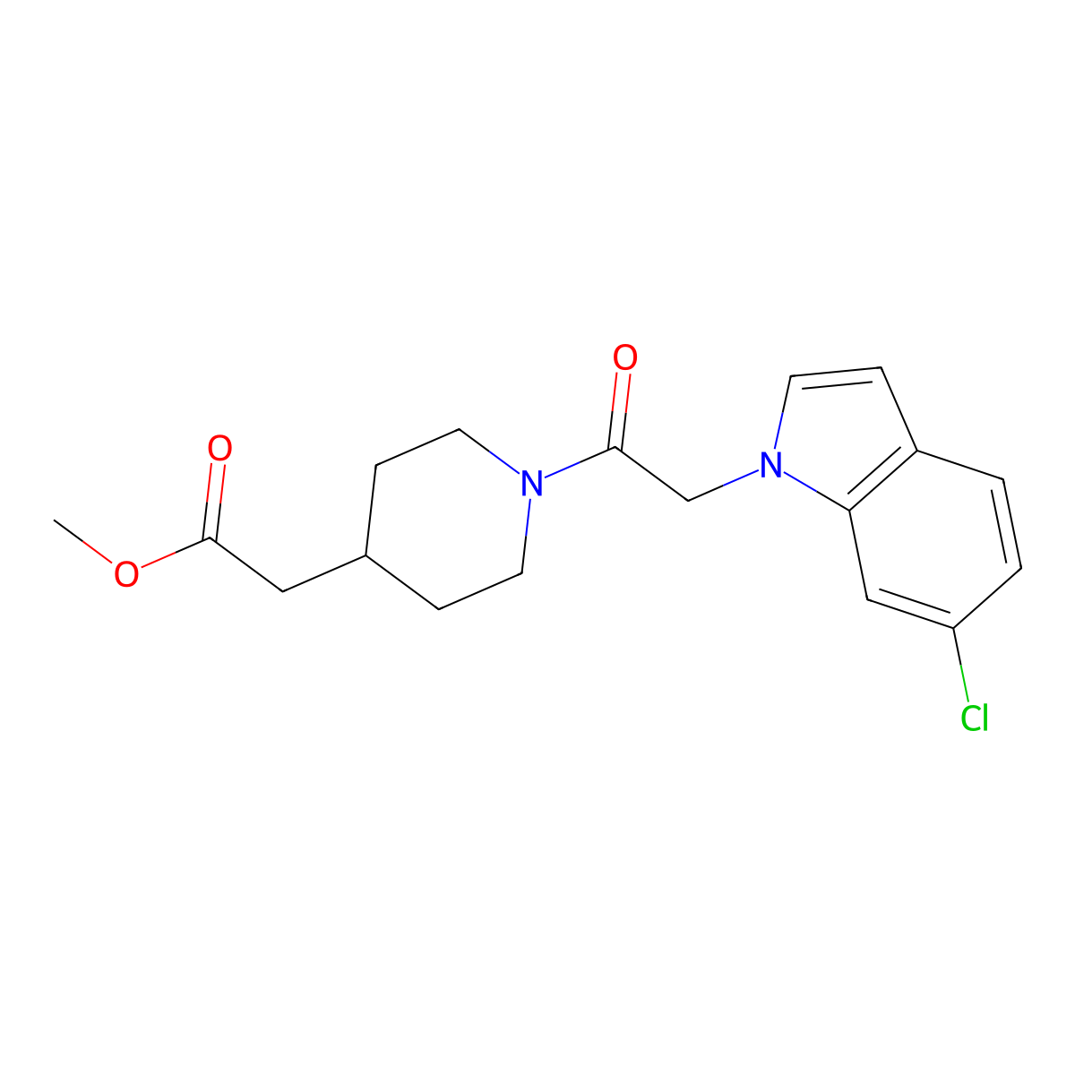 methyl {1-[(6-chloro-1H-indol-1-yl)acetyl]piperidin-4-yl}acetate molecular structure, CAS 1374516-85-4