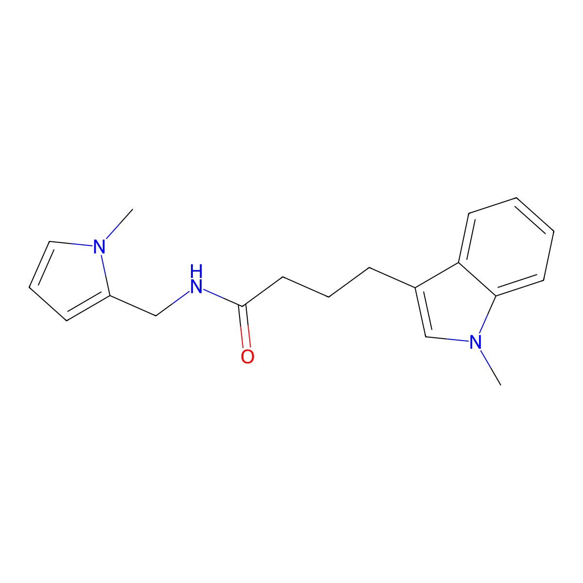 4-(1-methyl-1H-indol-3-yl)-N-[(1-methyl-1H-pyrrol-2-yl)methyl]butanamide molecular structure, CAS 1374516-87-6