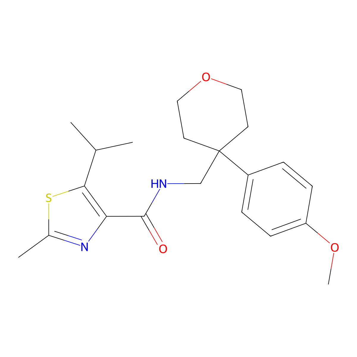 N-{[4-(4-methoxyphenyl)tetrahydro-2H-pyran-4-yl]methyl}-2-methyl-5-(propan-2-yl)-1,3-thiazole-4-carboxamide molecular structure, CAS 1374516-88-7