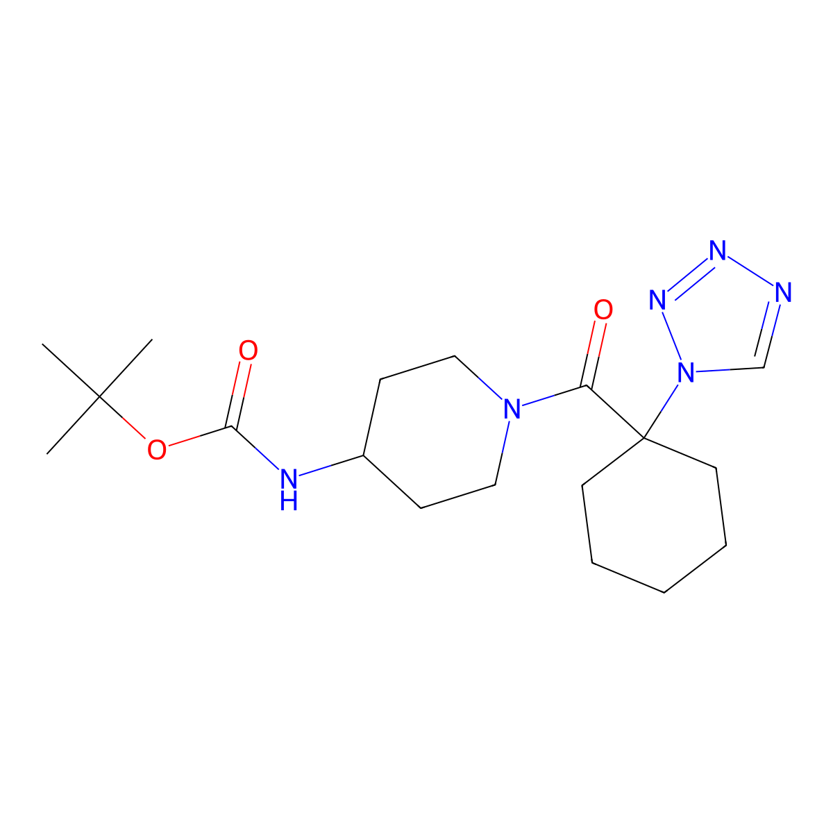 tert-butyl (1-{[1-(1H-tetrazol-1-yl)cyclohexyl]carbonyl}piperidin-4-yl)carbamate molecular structure, CAS 1374516-92-3