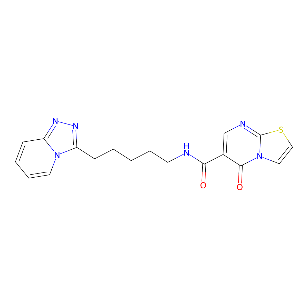 5-oxo-N-[5-([1,2,4]triazolo[4,3-a]pyridin-3-yl)pentyl]-5H-[1,3]thiazolo[3,2-a]pyrimidine-6-carboxamide molecular structure, CAS 1374516-94-5