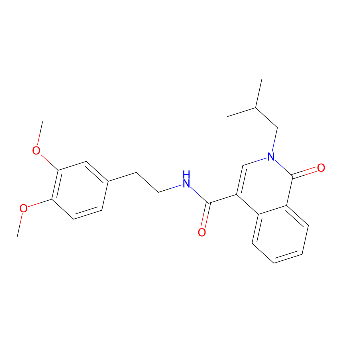 N~4~-(3,4-dimethoxyphenethyl)-2-isobutyl-1-oxo-1,2-dihydro-4-isoquinolinecarboxamide molecular structure, CAS 1374517-12-0