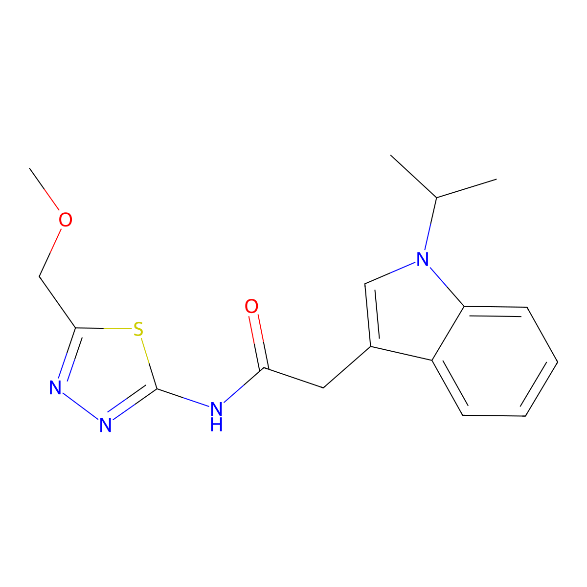 N-[5-(methoxymethyl)-1,3,4-thiadiazol-2-yl]-2-[1-(propan-2-yl)-1H-indol-3-yl]acetamide molecular structure, CAS 1374517-23-3