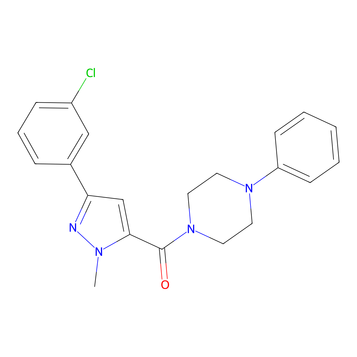 [3-(3-chlorophenyl)-1-methyl-1H-pyrazol-5-yl](4-phenylpiperazin-1-yl)methanone molecular structure, CAS 1374517-32-4