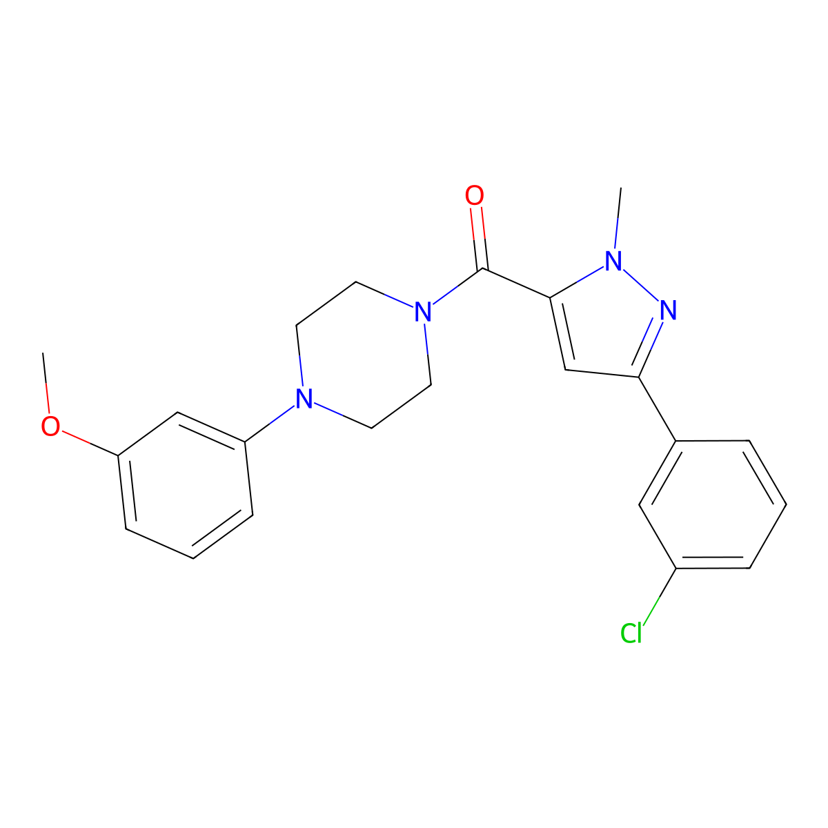 [3-(3-chlorophenyl)-1-methyl-1H-pyrazol-5-yl][4-(3-methoxyphenyl)piperazin-1-yl]methanone molecular structure, CAS 1374517-40-4