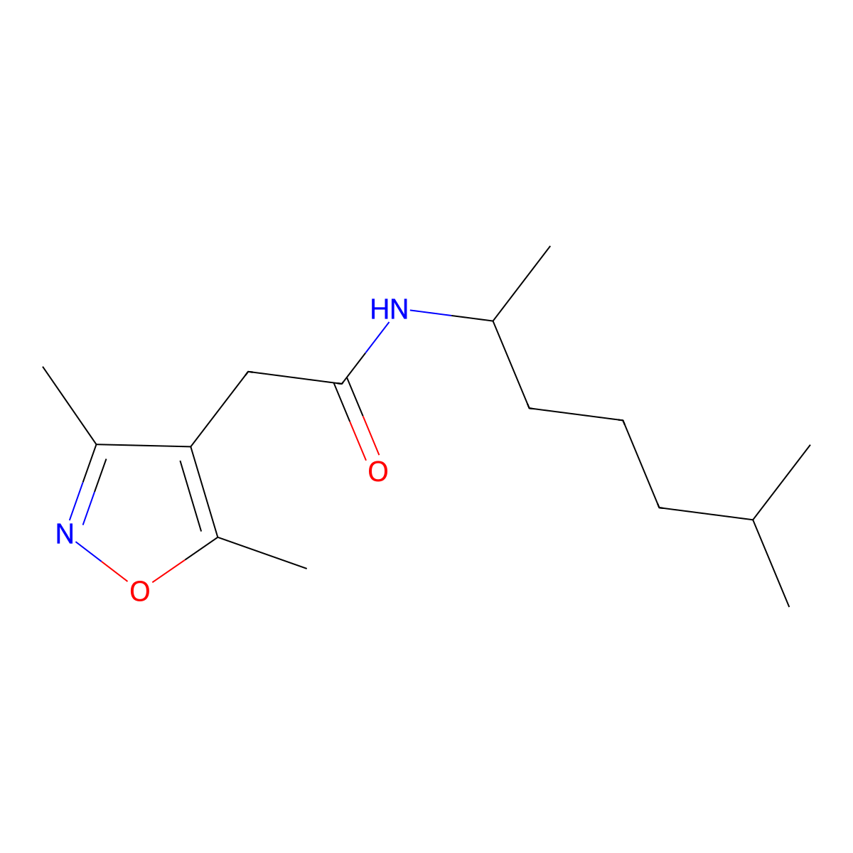 2-(3,5-dimethyl-1,2-oxazol-4-yl)-N-(6-methylheptan-2-yl)acetamide molecular structure, CAS 1374517-43-7