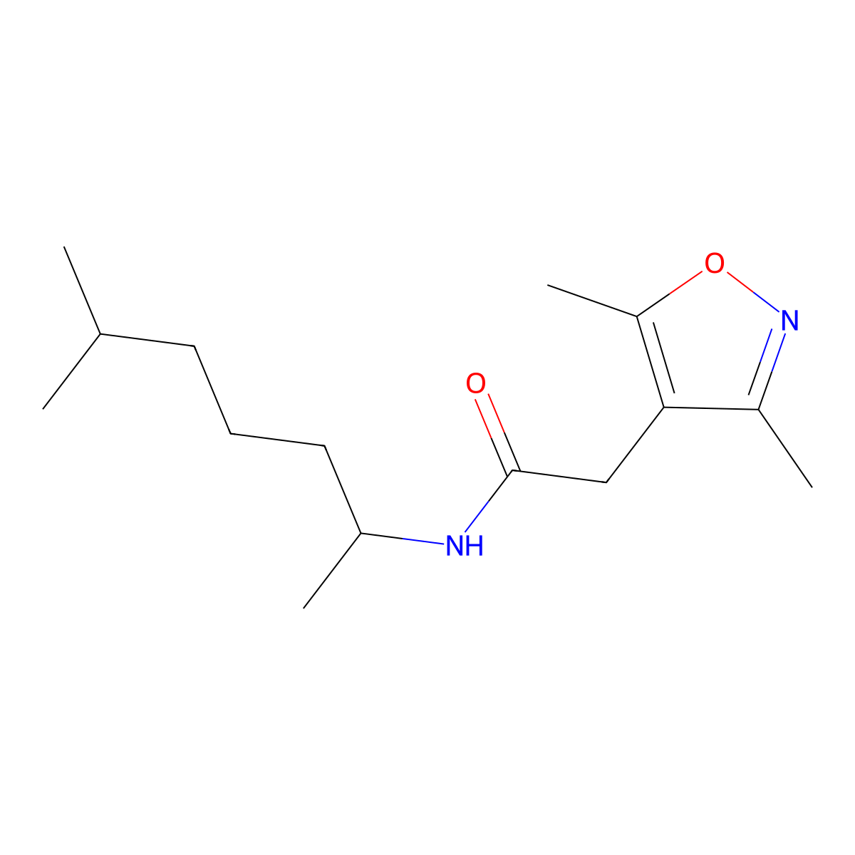 2-(3,5-dimethyl-1,2-oxazol-4-yl)-N-(6-methylheptan-2-yl)acetamide molecular structure, CAS 1374517-43-7