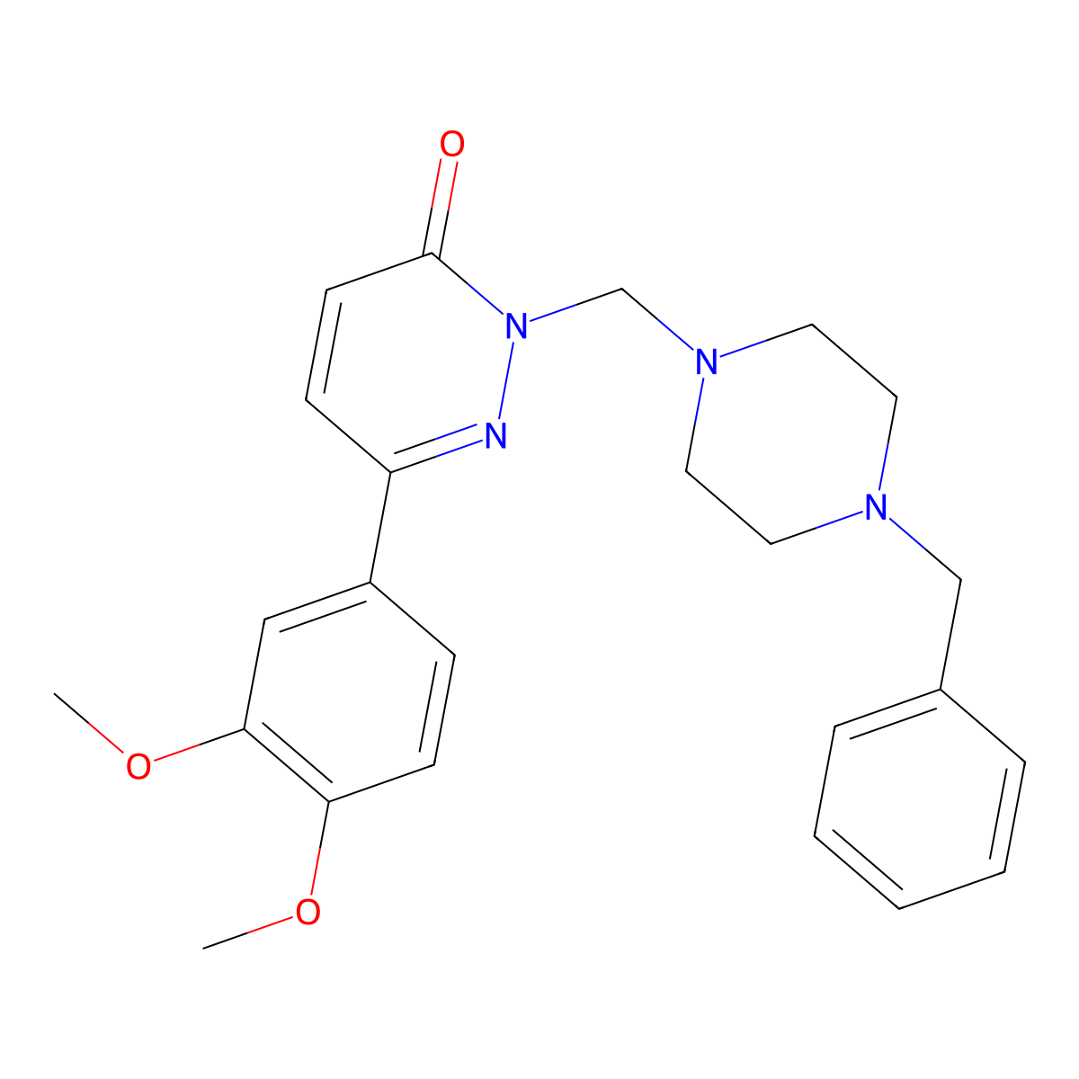 2-[(4-benzylpiperazin-1-yl)methyl]-6-(3,4-dimethoxyphenyl)pyridazin-3(2H)-one molecular structure, CAS 1374518-43-0