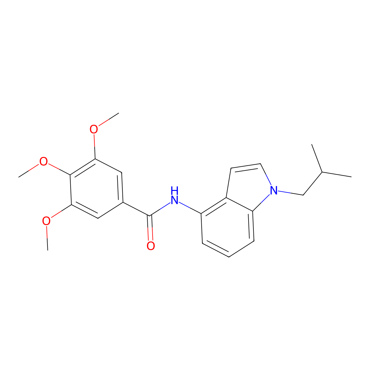 N-(1-isobutyl-1H-indol-4-yl)-3,4,5-trimethoxybenzamide molecular structure, CAS 1374518-51-0