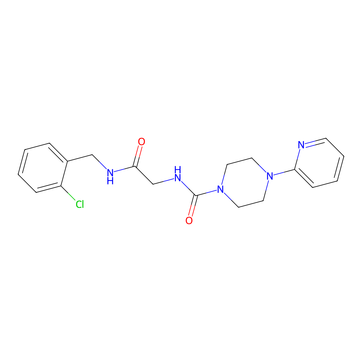 N-{2-[(2-chlorobenzyl)amino]-2-oxoethyl}-4-(pyridin-2-yl)piperazine-1-carboxamide molecular structure, CAS 1374518-56-5