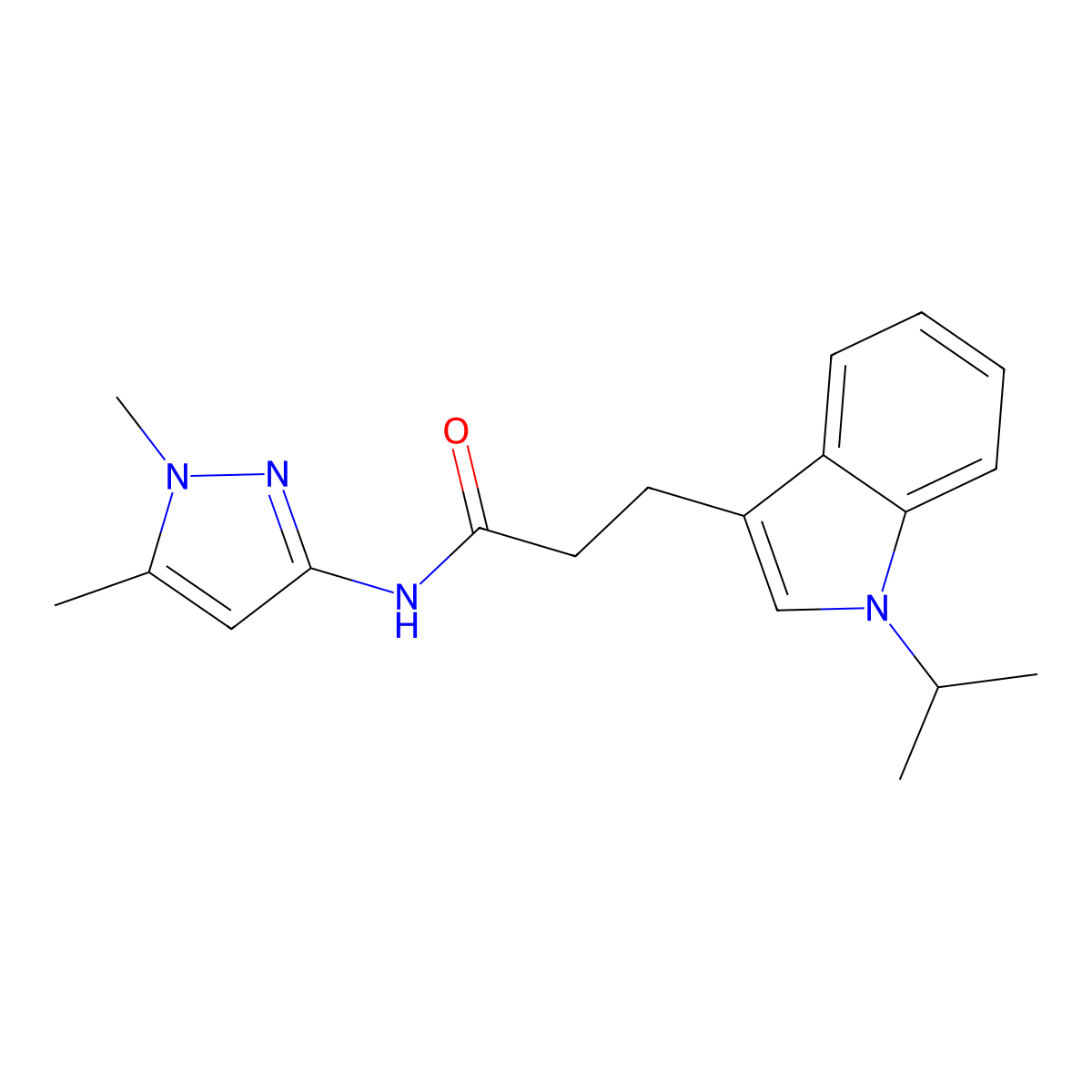 N-(1,5-dimethyl-1H-pyrazol-3-yl)-3-[1-(propan-2-yl)-1H-indol-3-yl]propanamide molecular structure, CAS 1374518-67-8