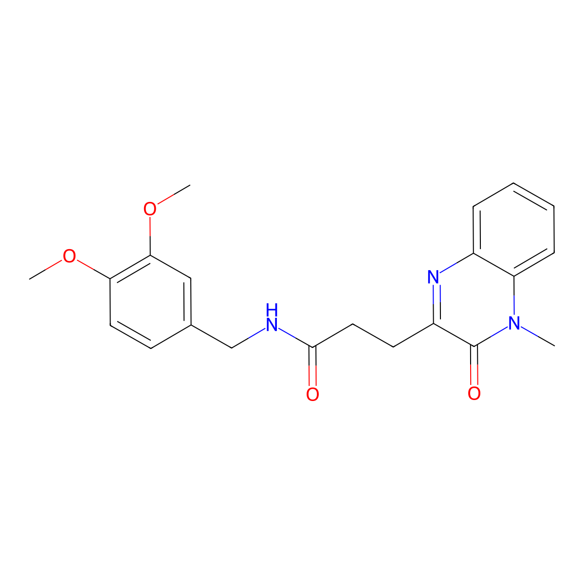 N-(3,4-dimethoxybenzyl)-3-(4-methyl-3-oxo-3,4-dihydroquinoxalin-2-yl)propanamide molecular structure, CAS 1374519-05-7