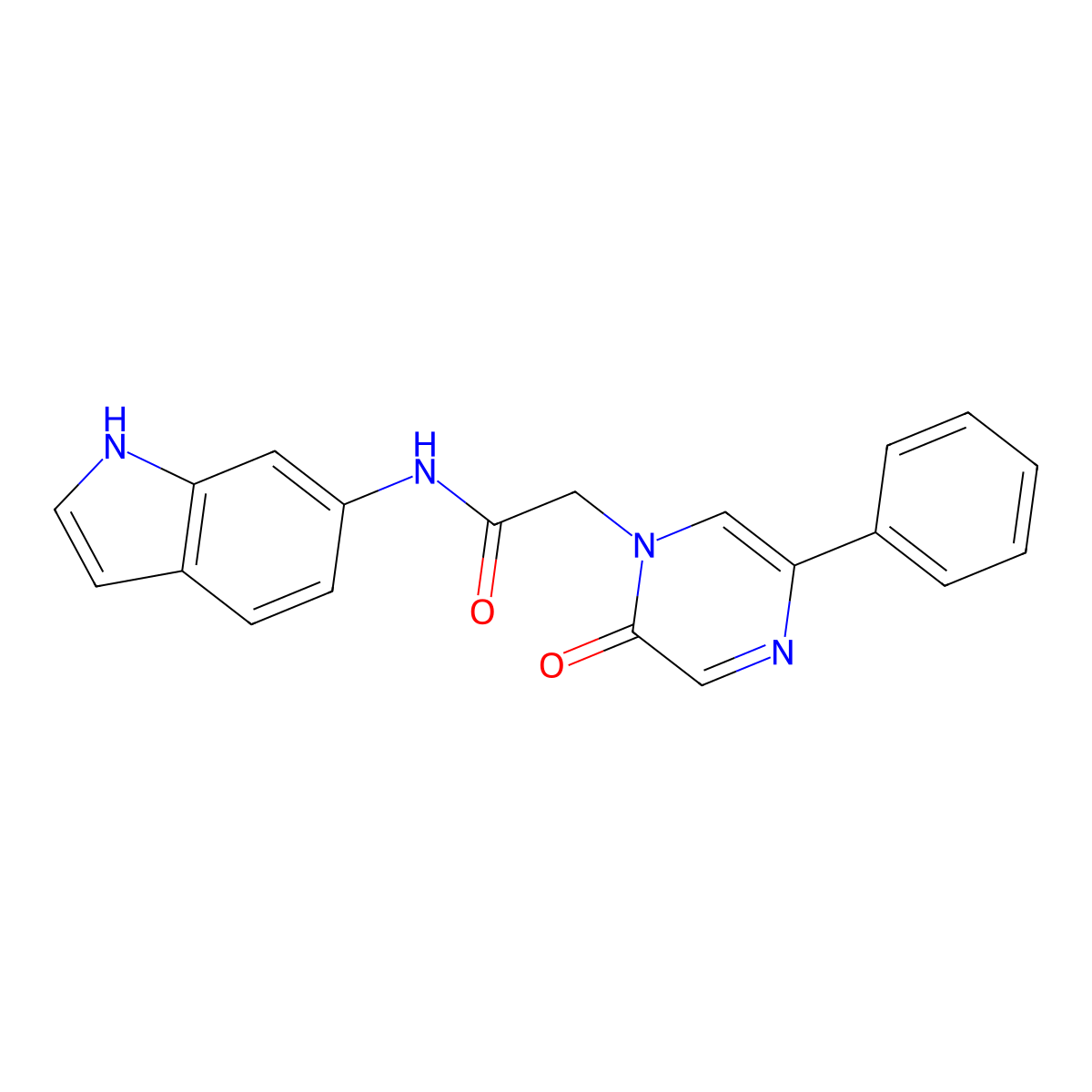 N-(1H-indol-6-yl)-2-(2-oxo-5-phenylpyrazin-1(2H)-yl)acetamide molecular structure, CAS 1374519-10-4