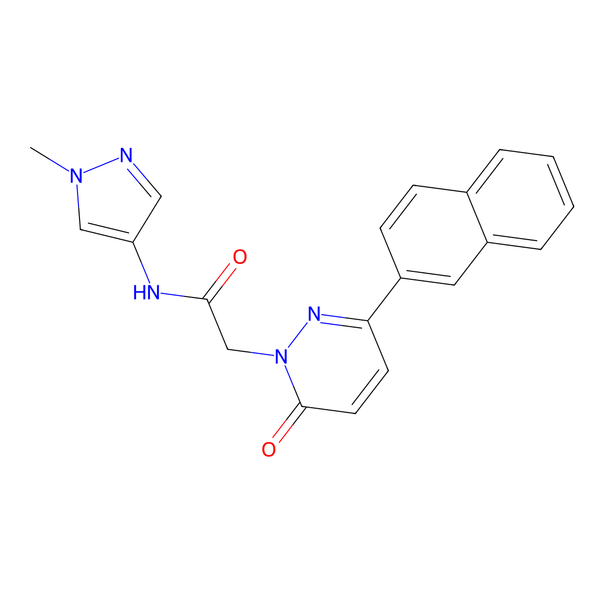 N-(1-methyl-1H-pyrazol-4-yl)-2-[3-(naphthalen-2-yl)-6-oxopyridazin-1(6H)-yl]acetamide molecular structure, CAS 1374519-13-7