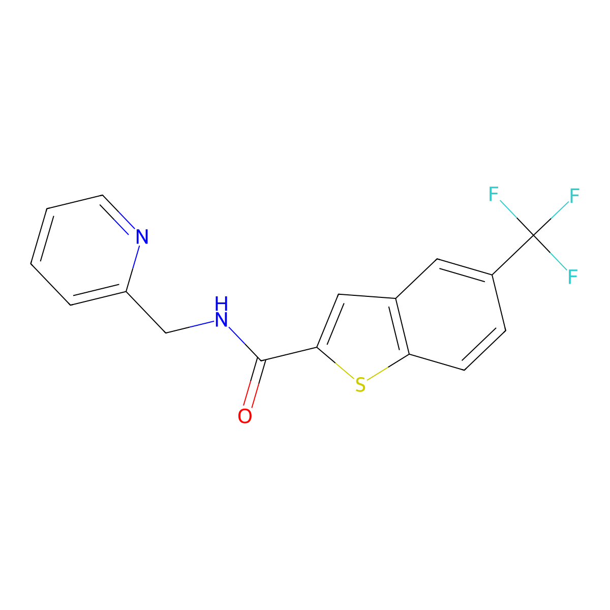 N-(pyridin-2-ylmethyl)-5-(trifluoromethyl)-1-benzothiophene-2-carboxamide molecular structure, CAS 1374519-20-6