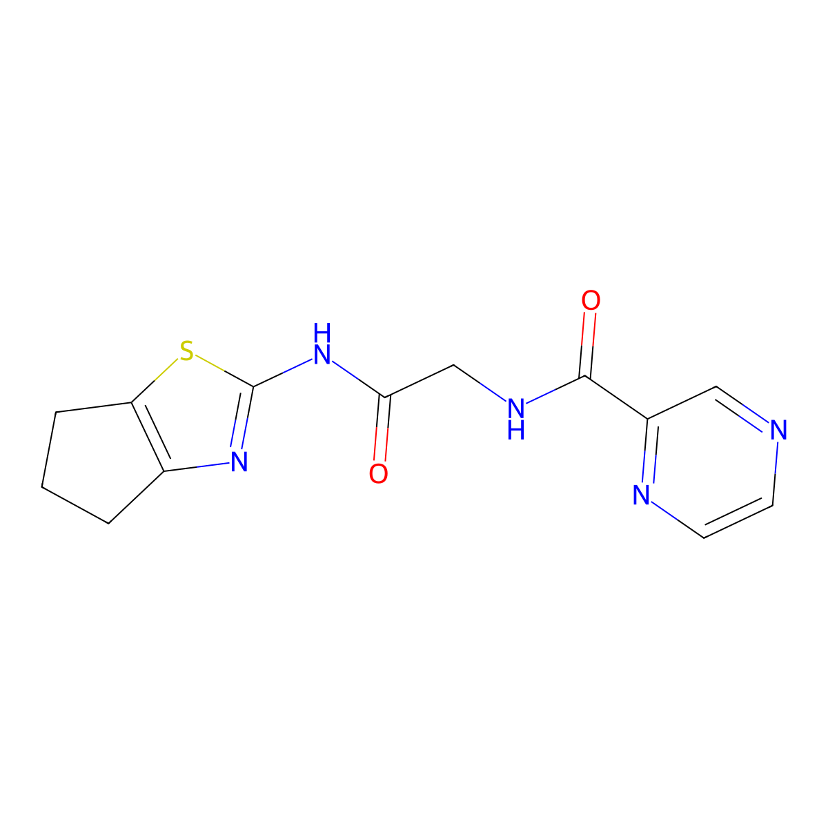 N-[2-(5,6-dihydro-4H-cyclopenta[d][1,3]thiazol-2-ylamino)-2-oxoethyl]pyrazine-2-carboxamide molecular structure, CAS 1374519-21-7
