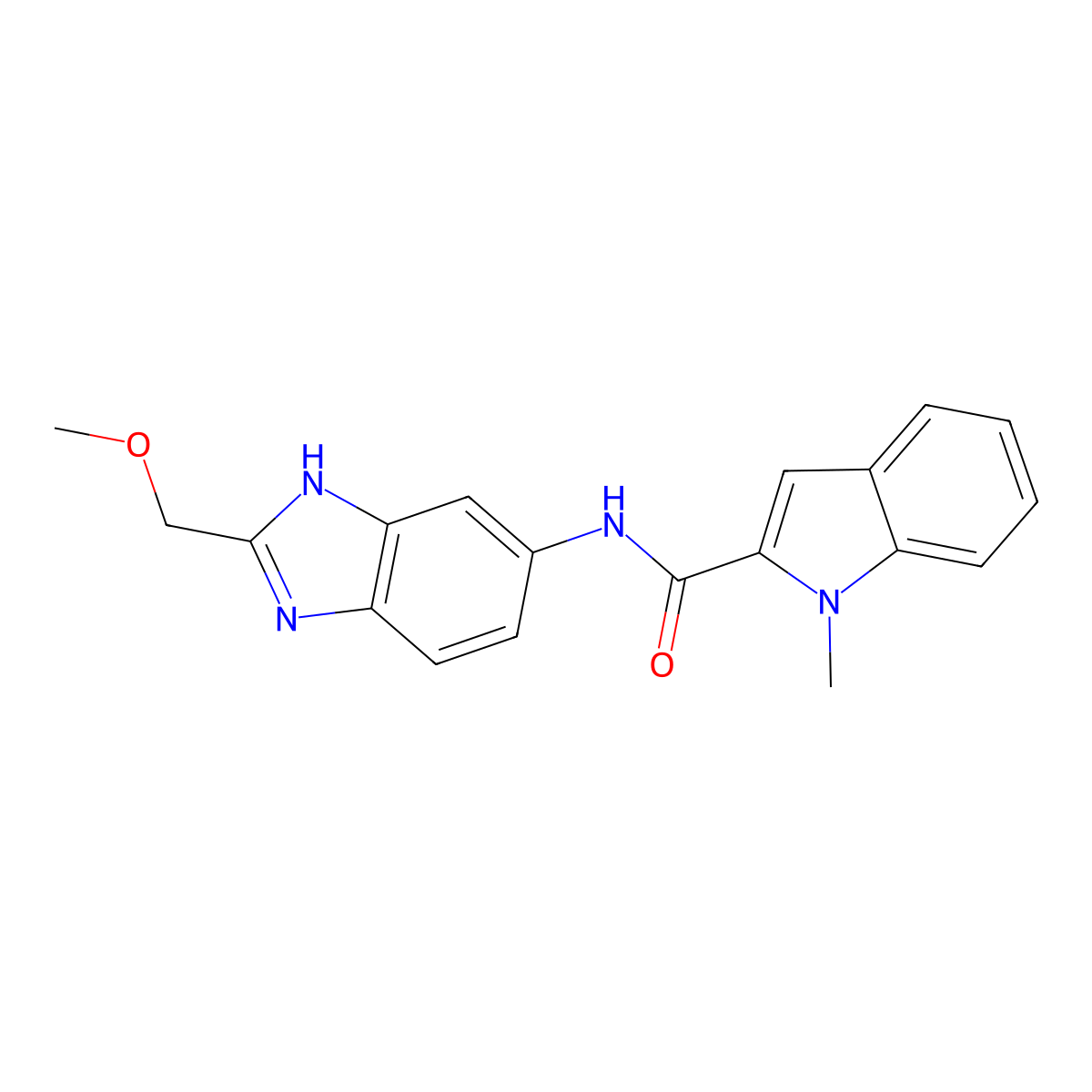 N-[2-(methoxymethyl)-1H-benzimidazol-5-yl]-1-methyl-1H-indole-2-carboxamide molecular structure, CAS 1374519-26-2