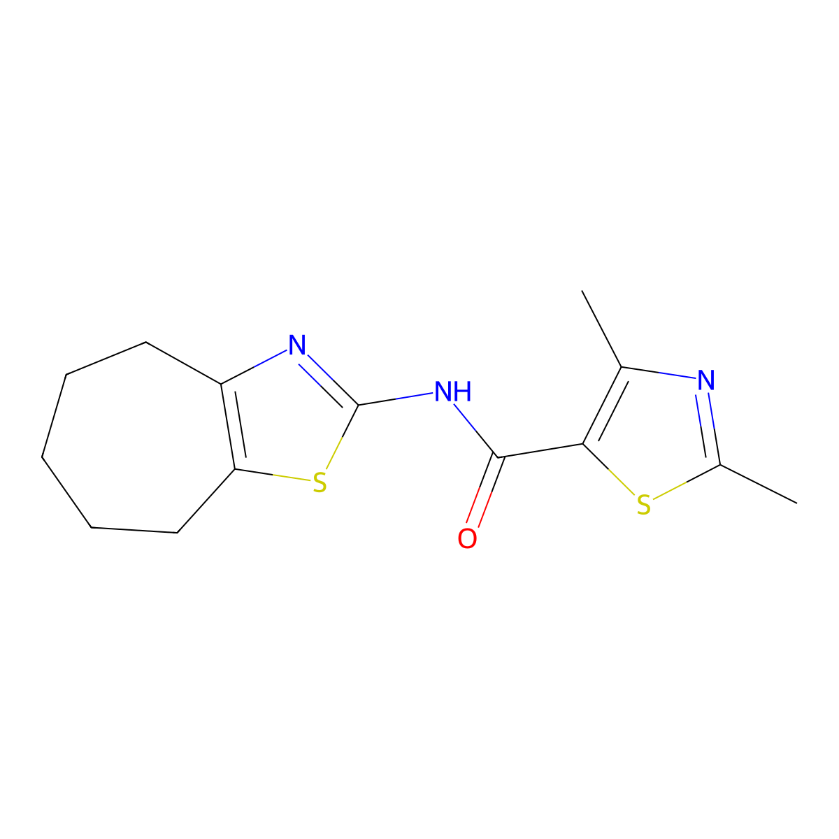 2,4-dimethyl-N-(5,6,7,8-tetrahydro-4H-cyclohepta[d]thiazol-2-yl)thiazole-5-carboxamide molecular structure, CAS 1374519-31-9