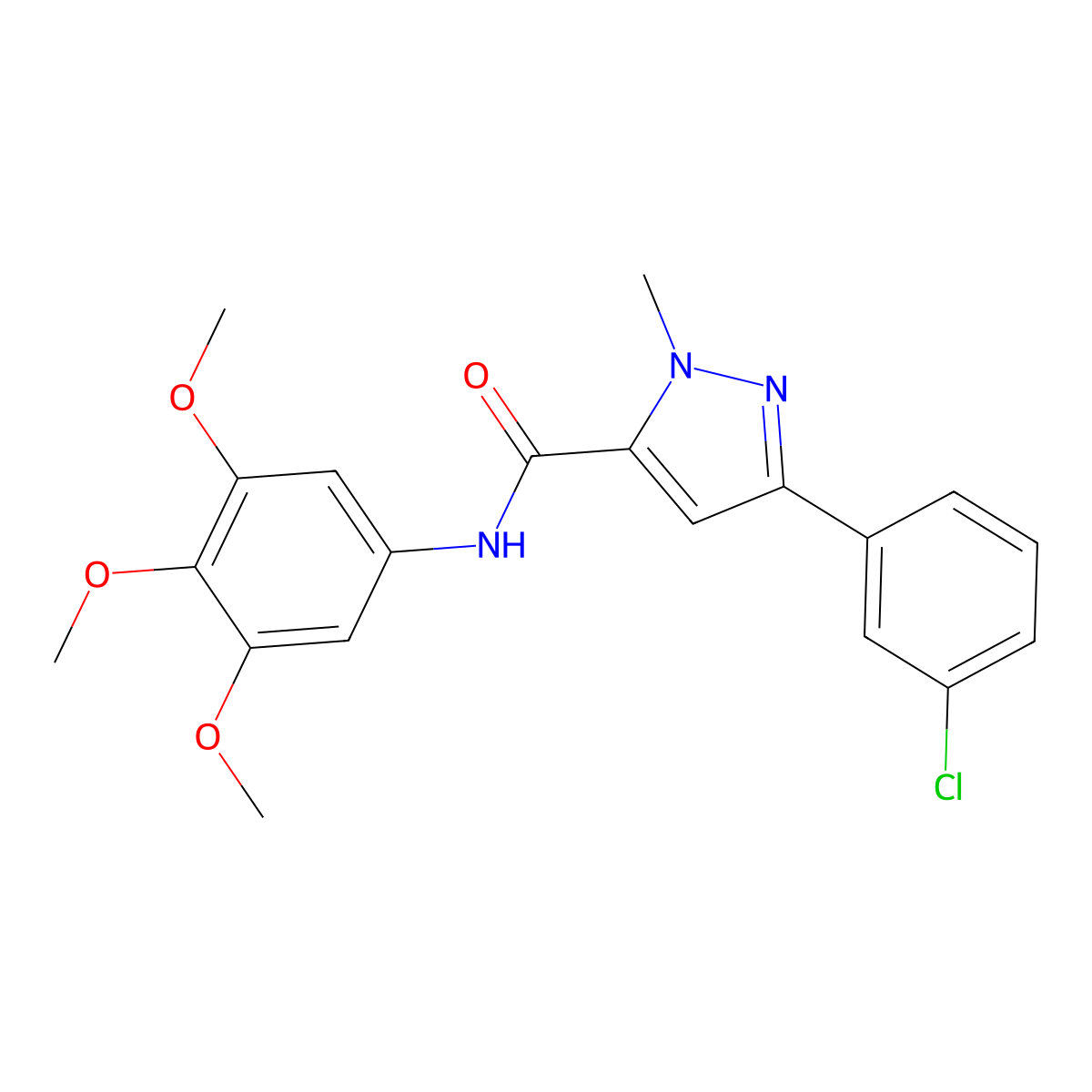 3-(3-chlorophenyl)-1-methyl-N-(3,4,5-trimethoxyphenyl)-1H-pyrazole-5-carboxamide molecular structure, CAS 1374519-48-8