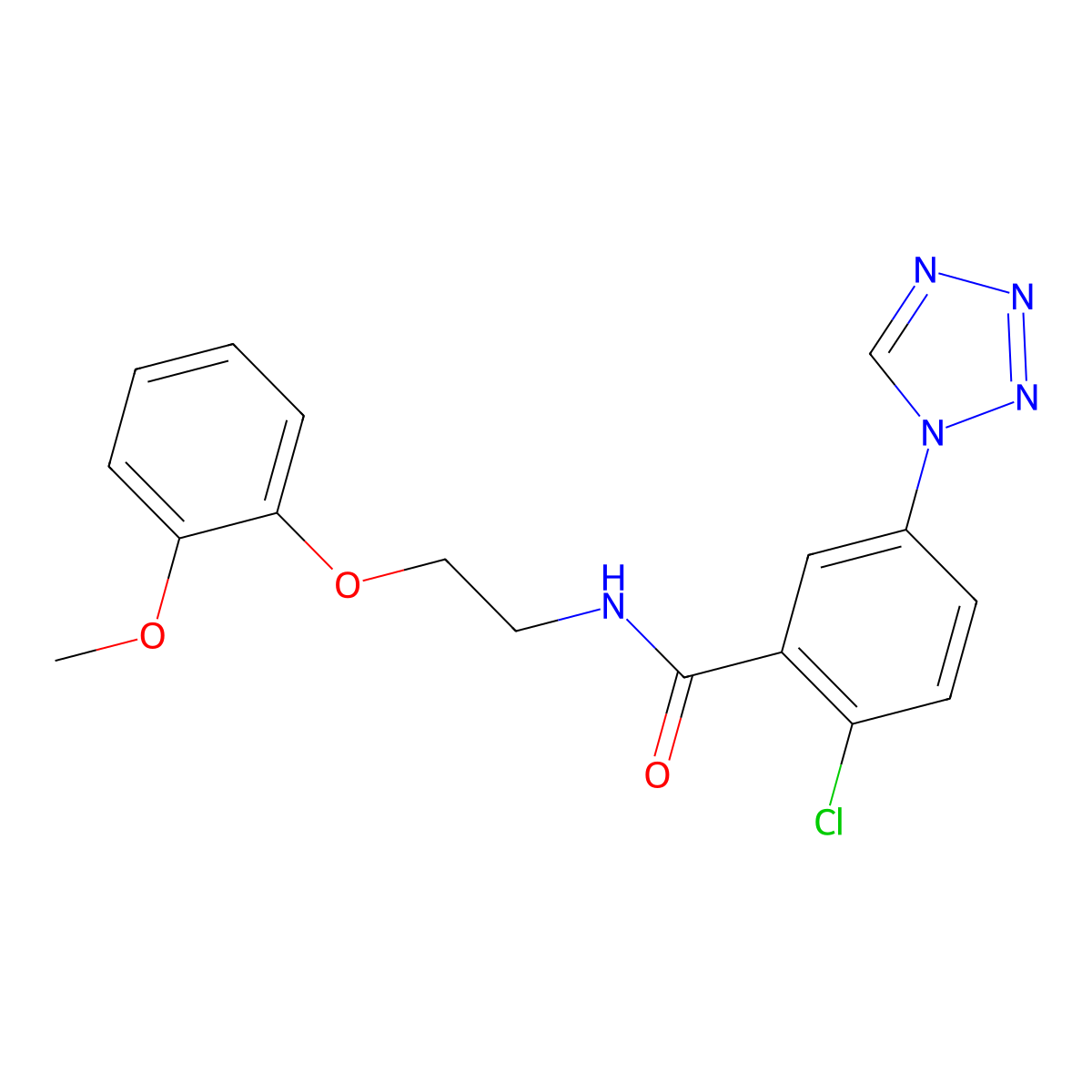 2-chloro-N-[2-(2-methoxyphenoxy)ethyl]-5-(1H-1,2,3,4-tetraazol-1-yl)benzamide molecular structure, CAS 1374519-61-5
