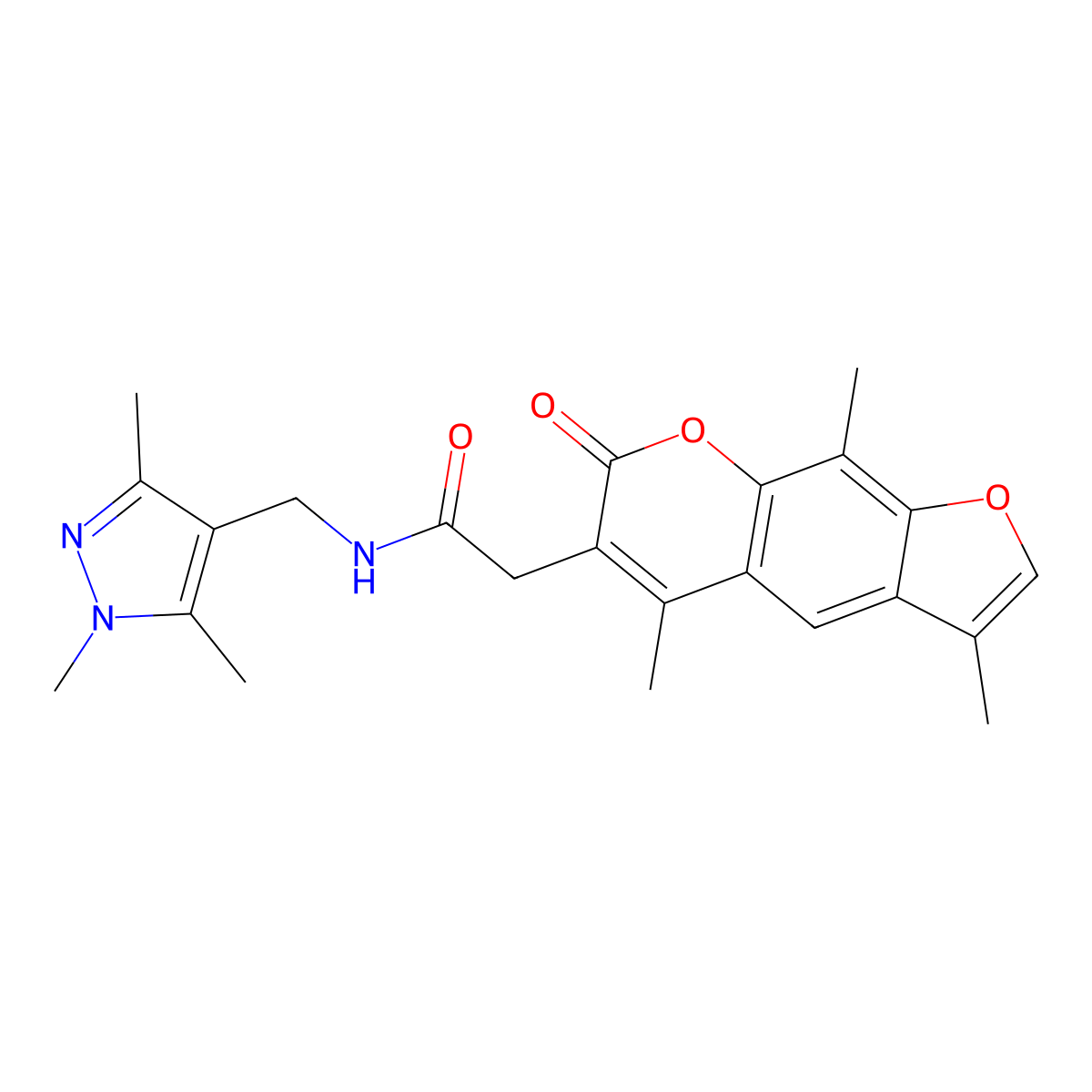 2-(3,5,9-trimethyl-7-oxo-7H-furo[3,2-g]chromen-6-yl)-N-[(1,3,5-trimethyl-1H-pyrazol-4-yl)methyl]acetamide molecular structure, CAS 1374519-67-1